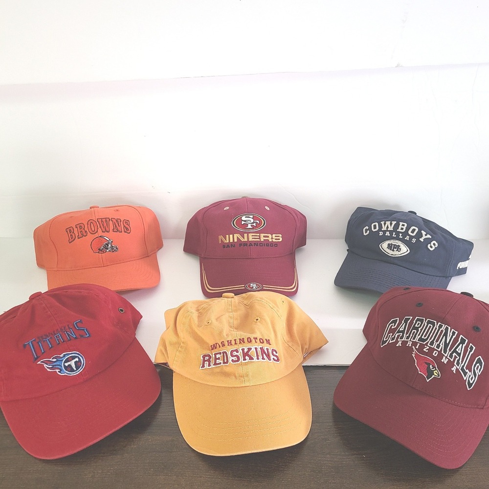 VTG NFL Puma Hats Browns 49ers Cowboys Titans Redskins Cardinals Game Day Lot 6